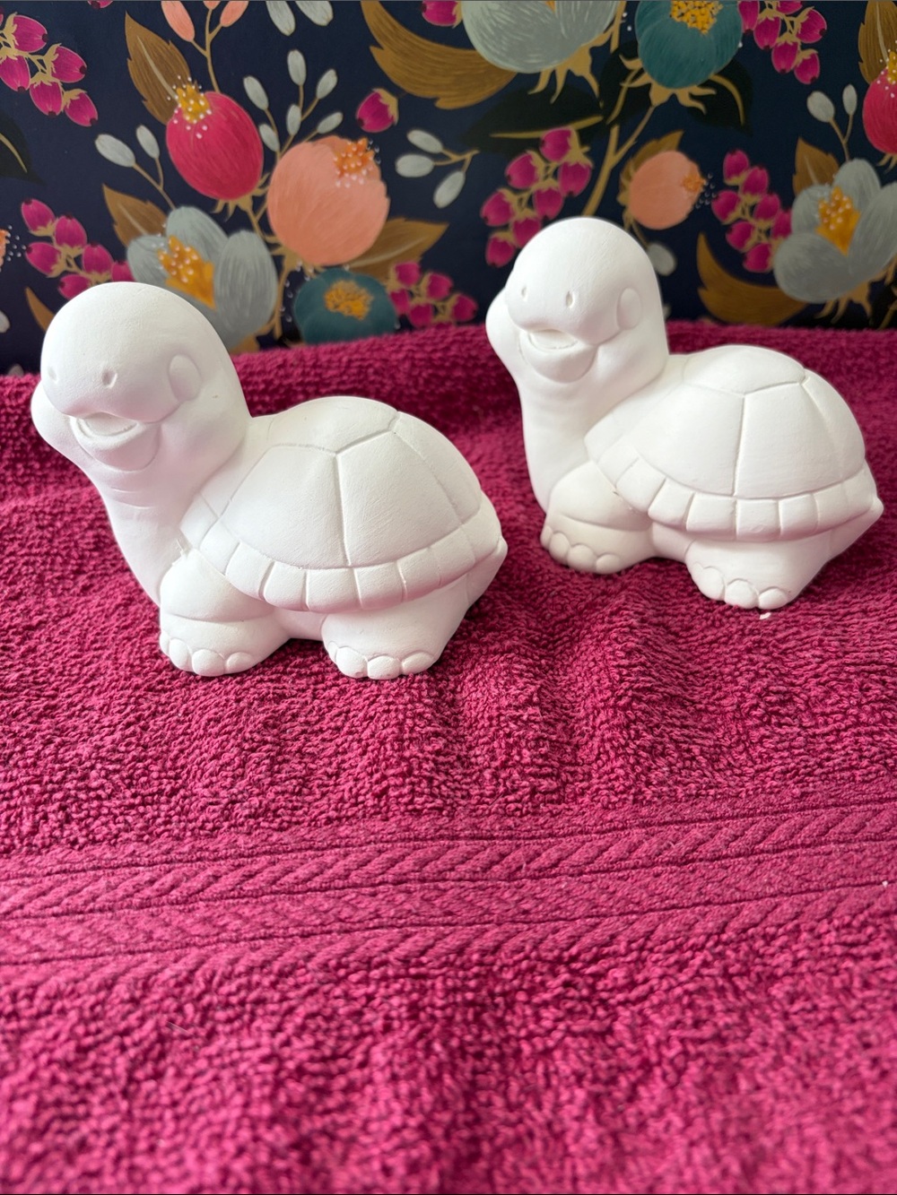 Ceramic bisque White Turtle Figurines - Set of 2